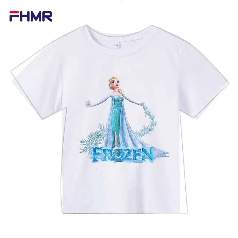 Cute Frozen Children Clothes Kids Summer Fashion Elsa T-shirt Baby Boys Cartoon Tshirts Toddler Girls Short Sleeve Casual Tops - LOCKDEALZ
