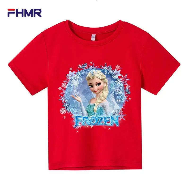 Cute Frozen Children Clothes Kids Summer Fashion Elsa T-shirt Baby Boys Cartoon Tshirts Toddler Girls Short Sleeve Casual Tops - LOCKDEALZ
