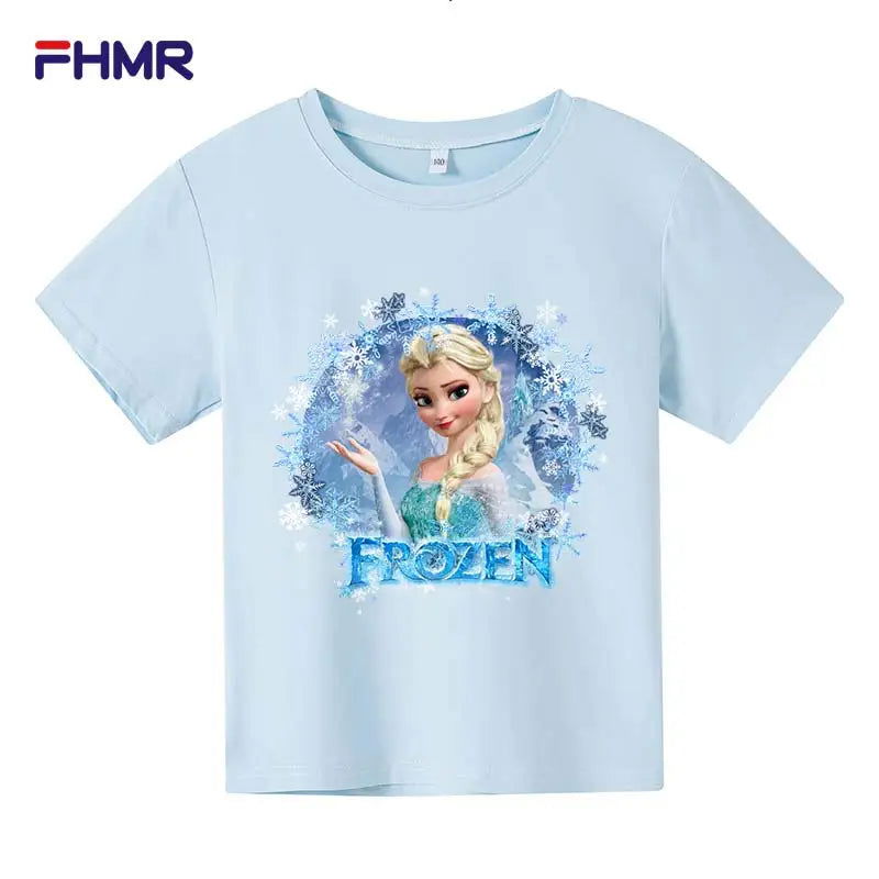 Cute Frozen Children Clothes Kids Summer Fashion Elsa T-shirt Baby Boys Cartoon Tshirts Toddler Girls Short Sleeve Casual Tops - LOCKDEALZ