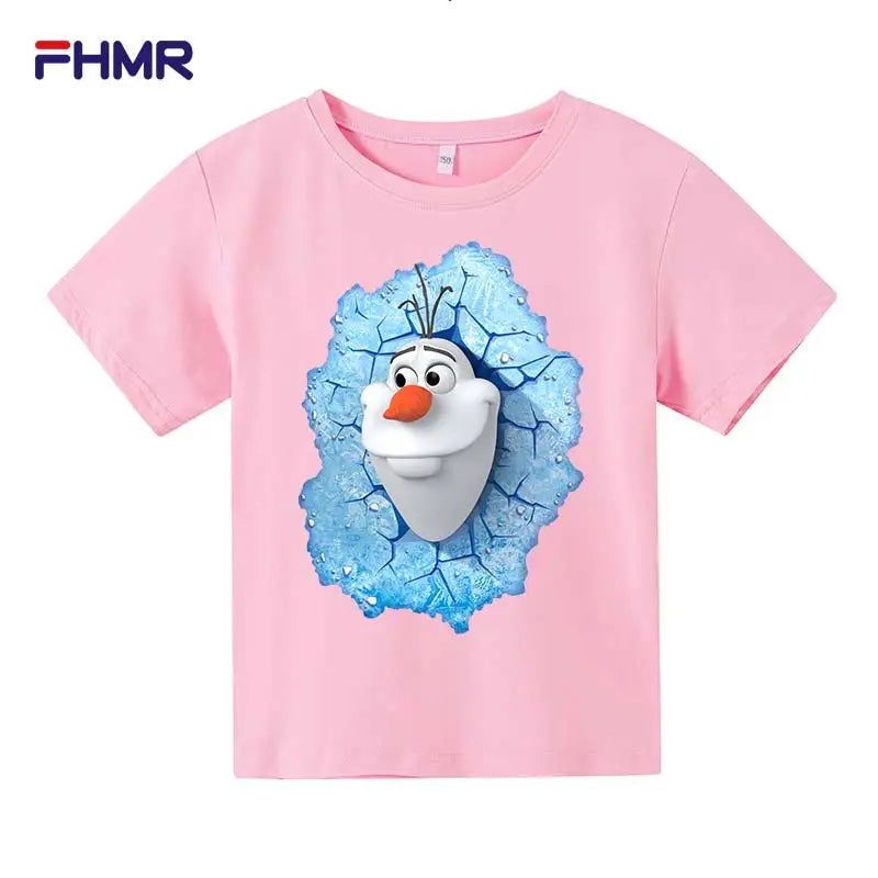 Cute Frozen Children Clothes Kids Summer Fashion Elsa T-shirt Baby Boys Cartoon Tshirts Toddler Girls Short Sleeve Casual Tops - LOCKDEALZ