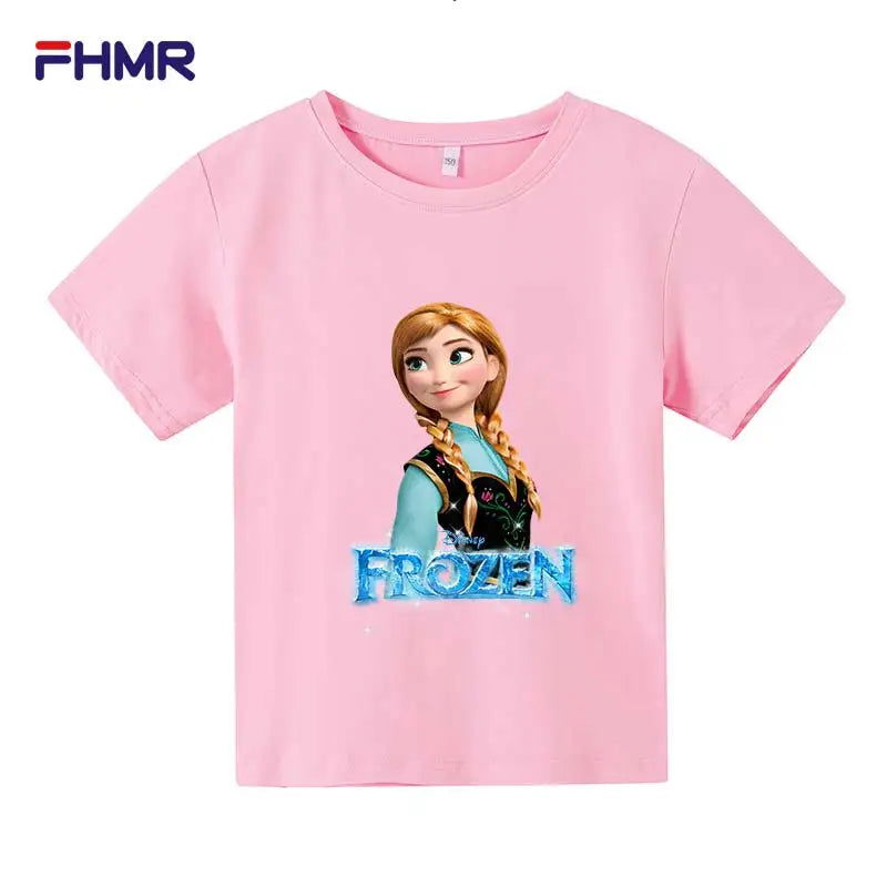 Cute Frozen Children Clothes Kids Summer Fashion Elsa T-shirt Baby Boys Cartoon Tshirts Toddler Girls Short Sleeve Casual Tops - LOCKDEALZ