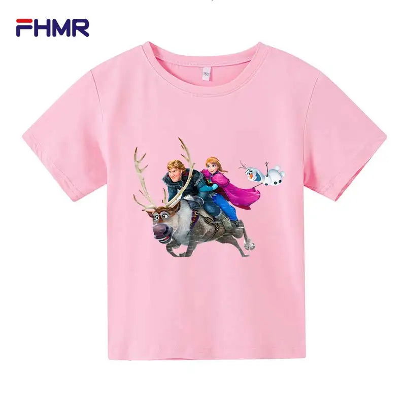 Cute Frozen Children Clothes Kids Summer Fashion Elsa T-shirt Baby Boys Cartoon Tshirts Toddler Girls Short Sleeve Casual Tops - LOCKDEALZ