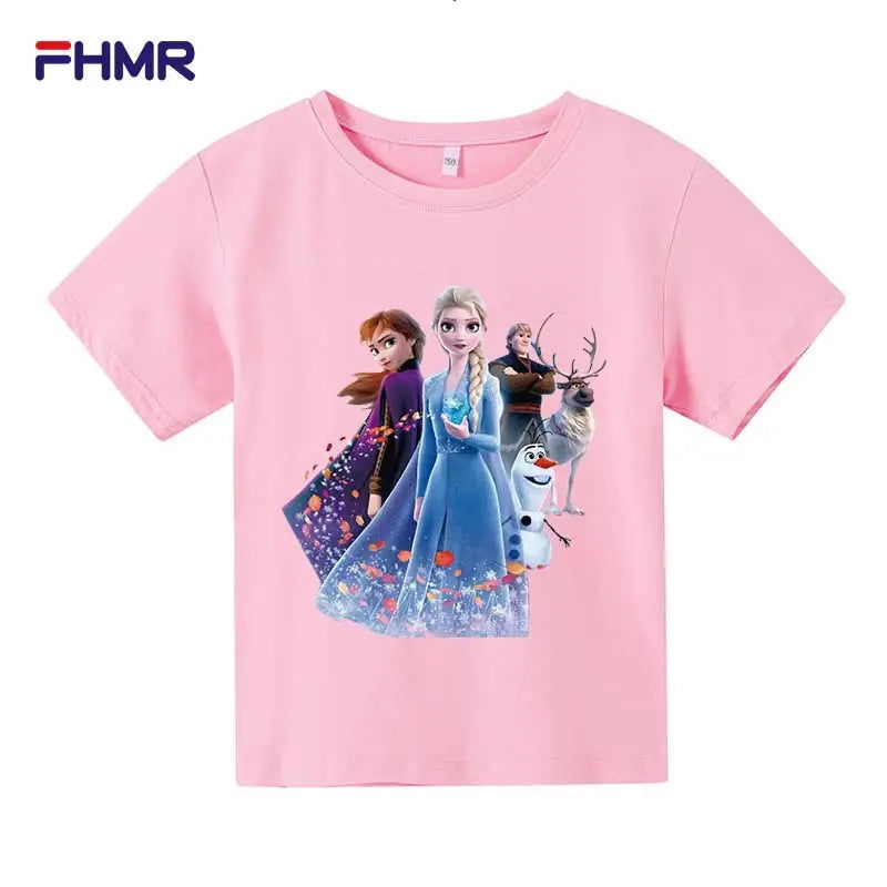 Cute Frozen Children Clothes Kids Summer Fashion Elsa T-shirt Baby Boys Cartoon Tshirts Toddler Girls Short Sleeve Casual Tops - LOCKDEALZ