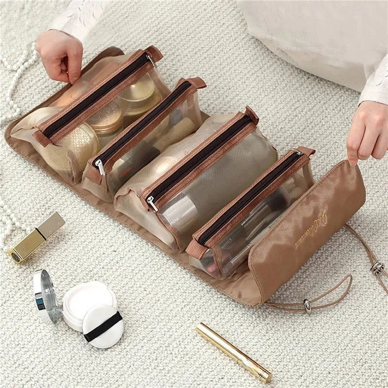 Detachable Cosmetic Bag Portable Large Capacity 4 in 1 Makeup Bags Portable Folding Travel Cosmetics Storage Toiletry Bag - LOCKDEALZ