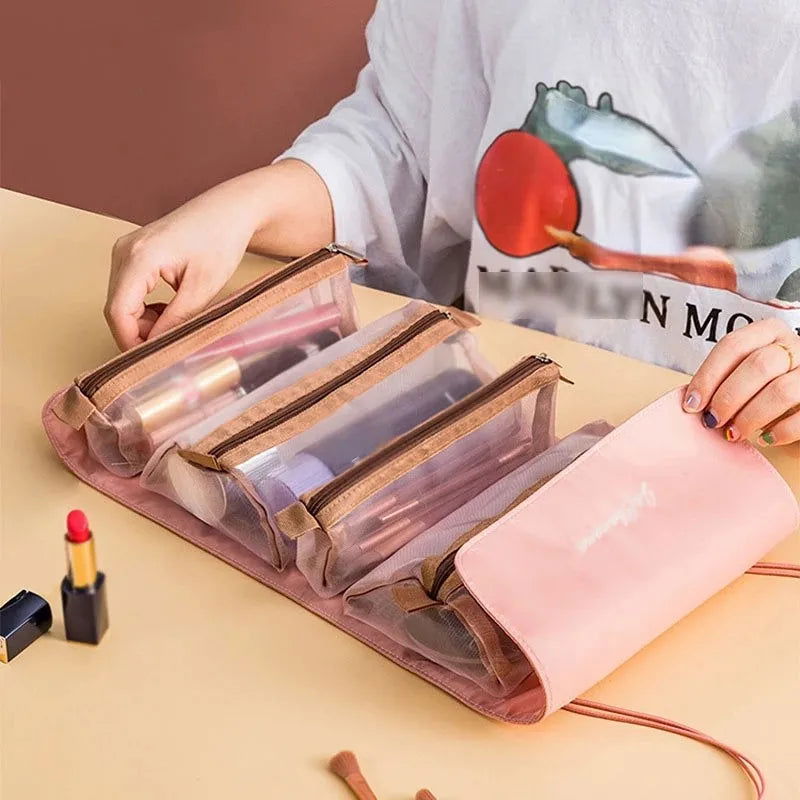 Detachable Cosmetic Bag Portable Large Capacity 4 in 1 Makeup Bags Portable Folding Travel Cosmetics Storage Toiletry Bag - LOCKDEALZ