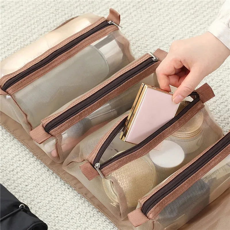 Detachable Cosmetic Bag Portable Large Capacity 4 in 1 Makeup Bags Portable Folding Travel Cosmetics Storage Toiletry Bag - LOCKDEALZ