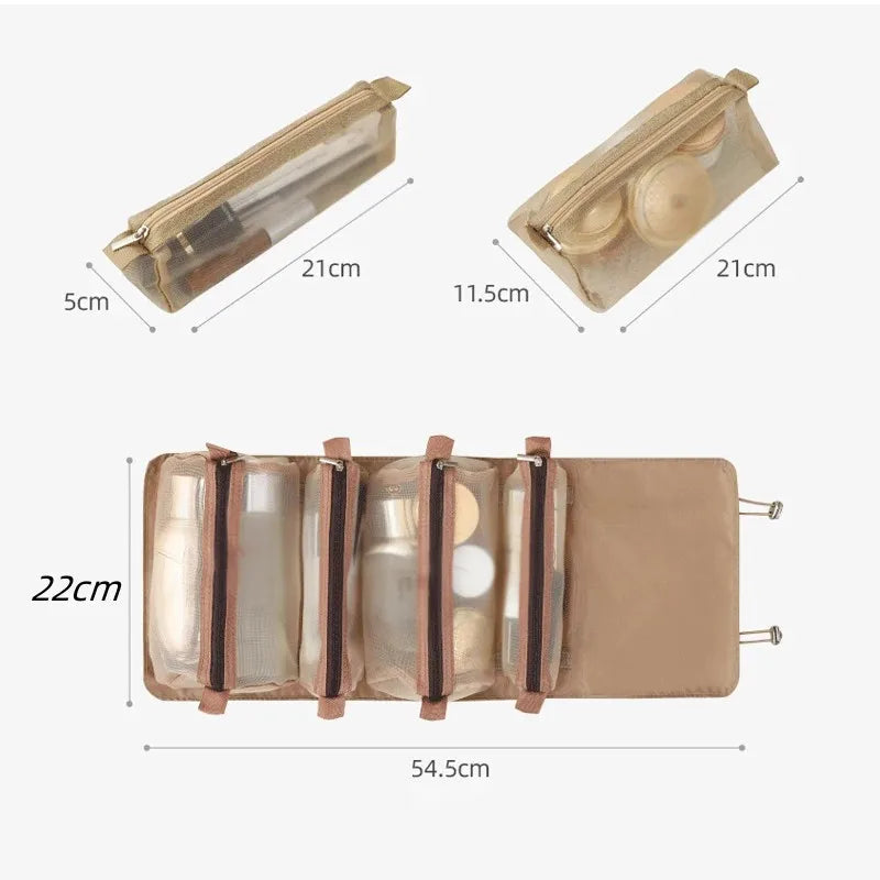 Detachable Cosmetic Bag Portable Large Capacity 4 in 1 Makeup Bags Portable Folding Travel Cosmetics Storage Toiletry Bag - LOCKDEALZ