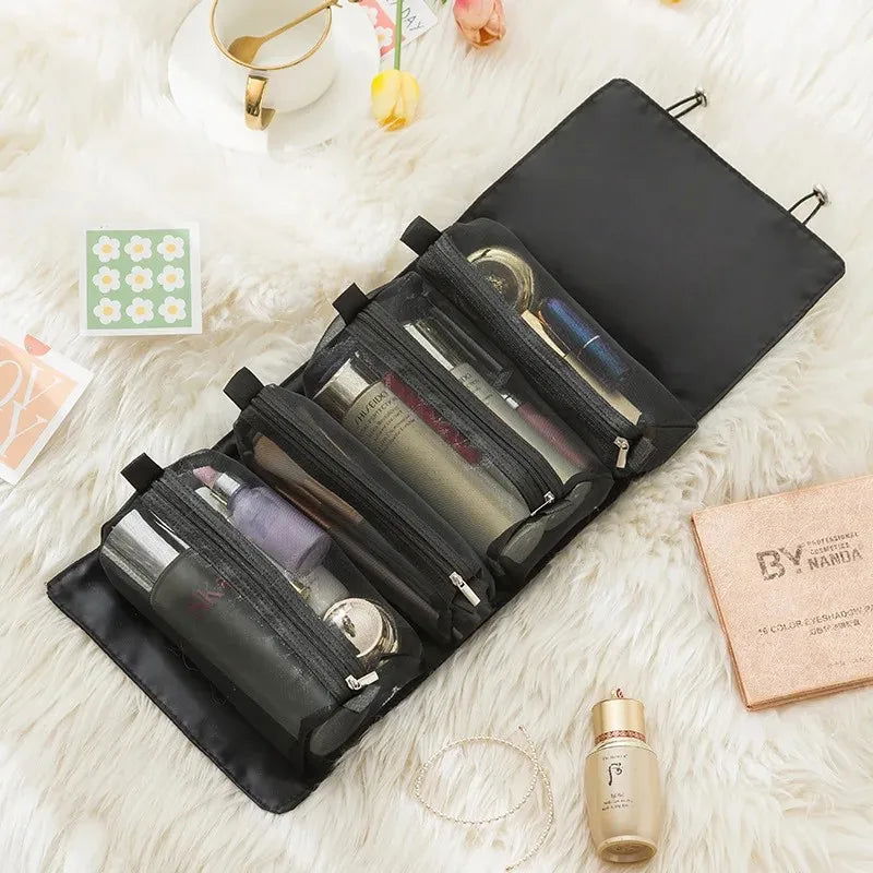 Detachable Cosmetic Bag Portable Large Capacity 4 in 1 Makeup Bags Portable Folding Travel Cosmetics Storage Toiletry Bag - LOCKDEALZ