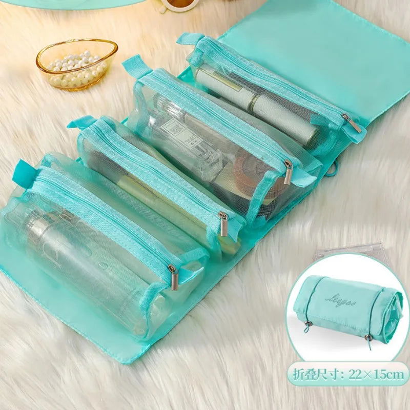 Detachable Cosmetic Bag Portable Large Capacity 4 in 1 Makeup Bags Portable Folding Travel Cosmetics Storage Toiletry Bag - LOCKDEALZ