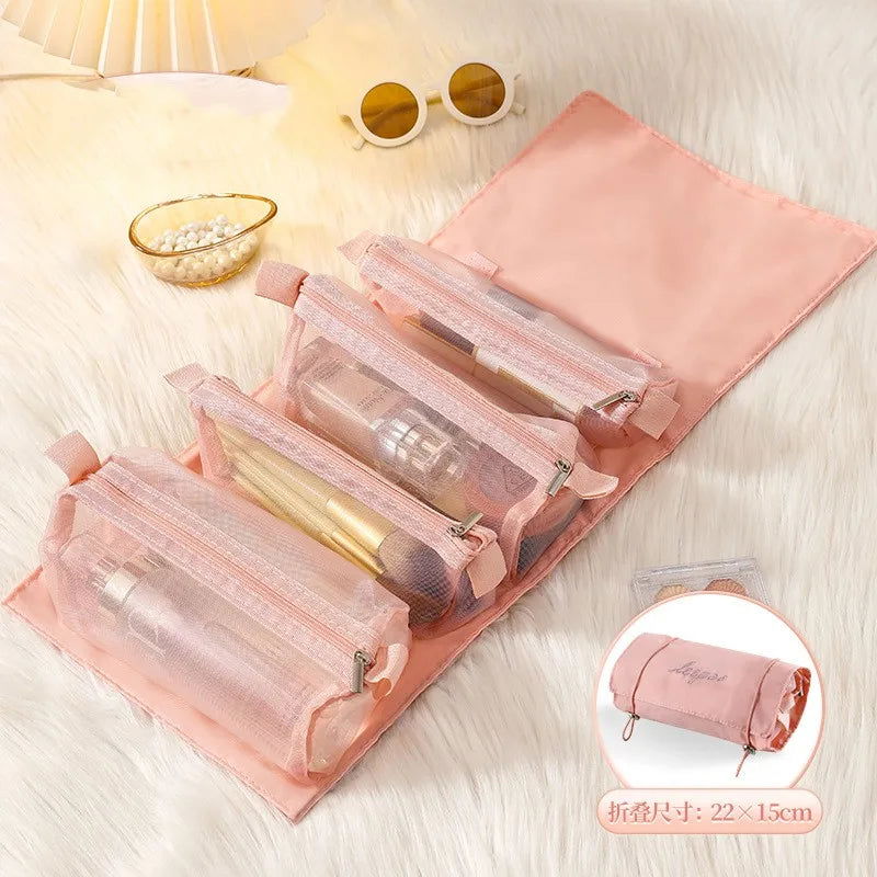 Detachable Cosmetic Bag Portable Large Capacity 4 in 1 Makeup Bags Portable Folding Travel Cosmetics Storage Toiletry Bag - LOCKDEALZ
