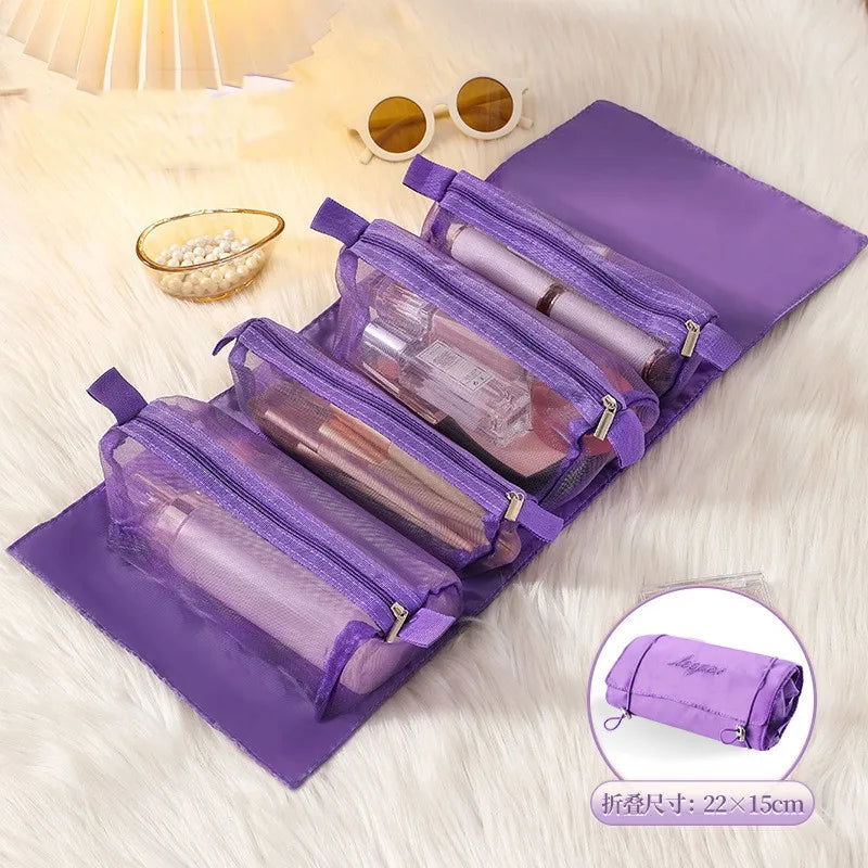 Detachable Cosmetic Bag Portable Large Capacity 4 in 1 Makeup Bags Portable Folding Travel Cosmetics Storage Toiletry Bag - LOCKDEALZ