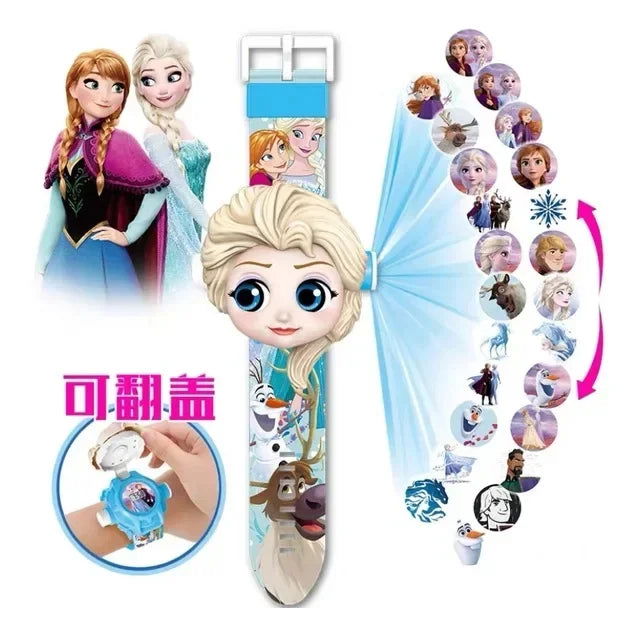 Dinosaur Toy Watch 3D Projection Pattern Action Figures Electronic Watch Children Flip Cover Cartoon Spiderman Glow Wrist Watch - LOCKDEALZ