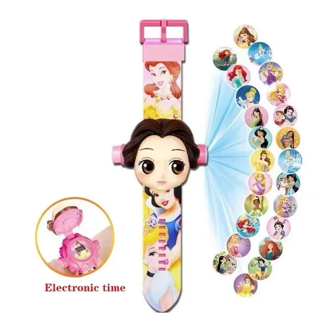 Dinosaur Toy Watch 3D Projection Pattern Action Figures Electronic Watch Children Flip Cover Cartoon Spiderman Glow Wrist Watch - LOCKDEALZ