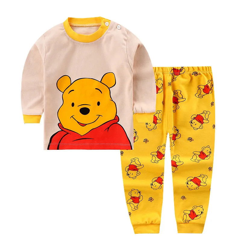 Disney Cartoon Baby Underwear Suit Autumn Clothes Winnie Pooh Printed Children Long Sleeved 2pc/set Pajamas Cotton Kids Outfits - LOCKDEALZ