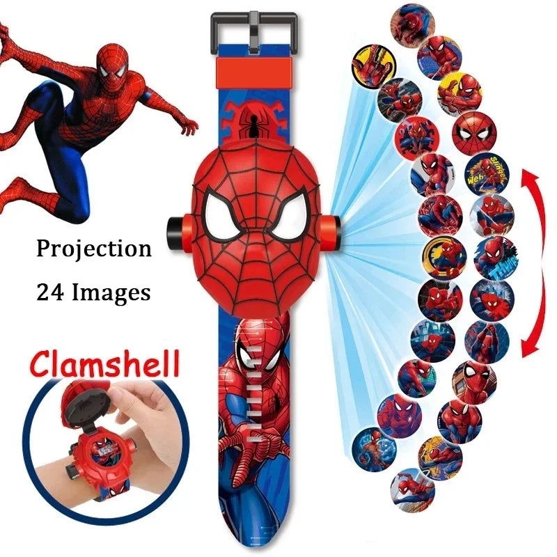 Disney Marvel Spiderman Child Electronic Watch Cartoon Action Figures Projection Wrist Watch  Frozen Minnie Princess Toy Watch - LOCKDEALZ