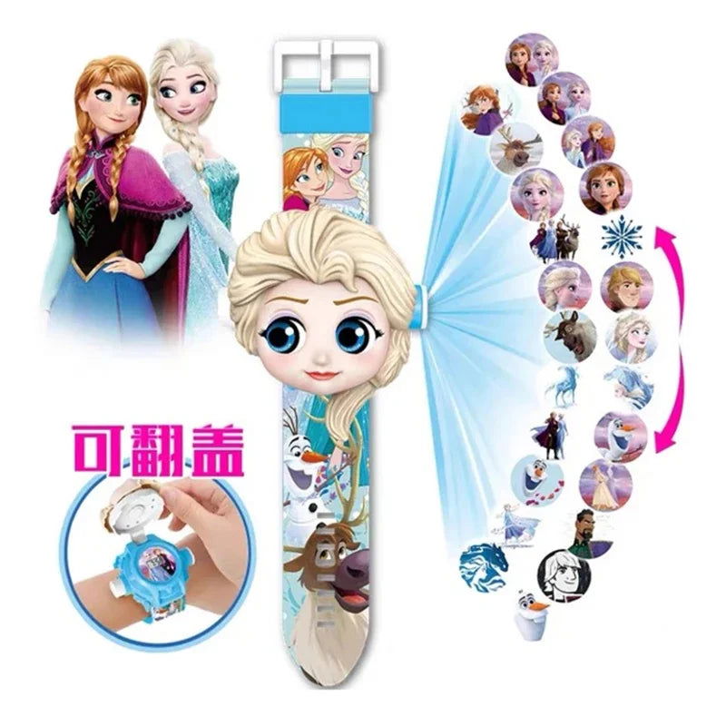 Disney Marvel Spiderman Child Electronic Watch Cartoon Action Figures Projection Wrist Watch  Frozen Minnie Princess Toy Watch - LOCKDEALZ