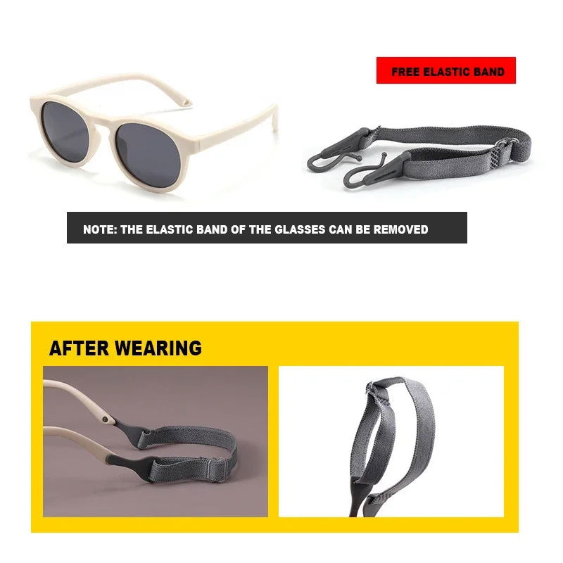 Fashion Baby's First Sunglasses with Strap Round Flexible UV400 Polarized Infant Sunglasses for Ages 0-3 Years - LOCKDEALZ