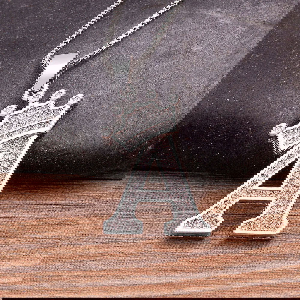 Fashion Luxury A-Z Crown Alphabet Pendant Chain Necklace Punk Style Lucky Initial Name Jewelry Best Party Wedding Birthday Gift - LOCKDEALZ