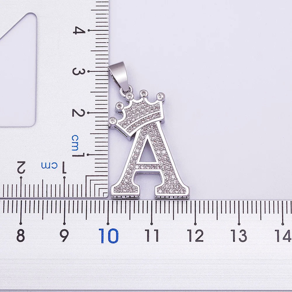 Fashion Luxury A-Z Crown Alphabet Pendant Chain Necklace Punk Style Lucky Initial Name Jewelry Best Party Wedding Birthday Gift - LOCKDEALZ
