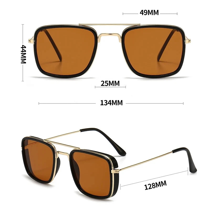 Fashion Sunglasses European and American Metal Small Square Frame Korean Version Glasses Retro Square Sunglasses UV Protection - LOCKDEALZ
