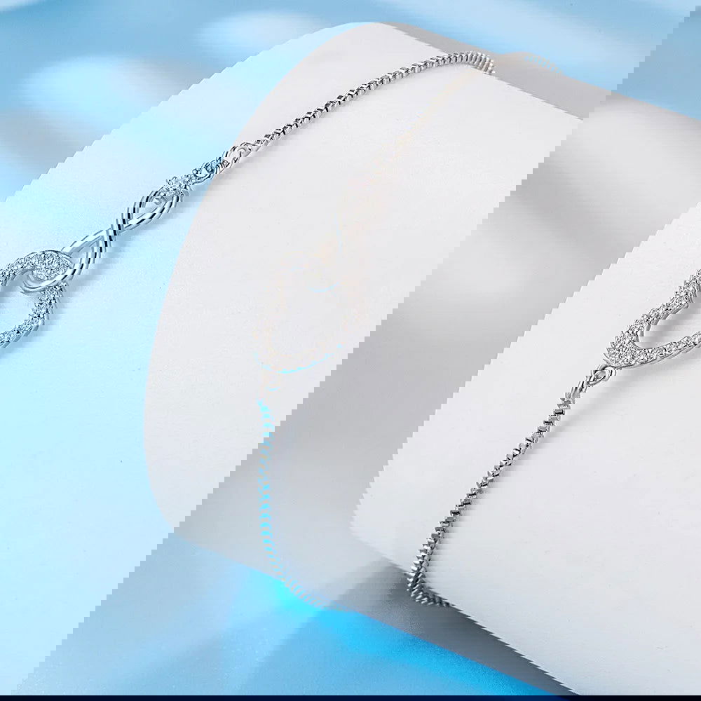 Fine 925 Sterling Silver Crystal custom Heart Bracelet for Women Jewelry Fashion designer Party Wedding Engagement Birthday Gift - LOCKDEALZ