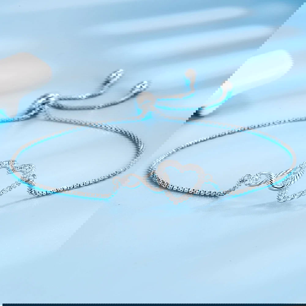 Fine 925 Sterling Silver Crystal custom Heart Bracelet for Women Jewelry Fashion designer Party Wedding Engagement Birthday Gift - LOCKDEALZ