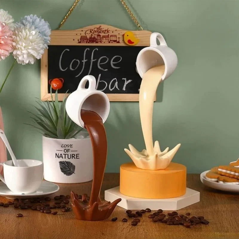 Floating Spilling Coffee Cup Sculpture - LOCKDEALZ
