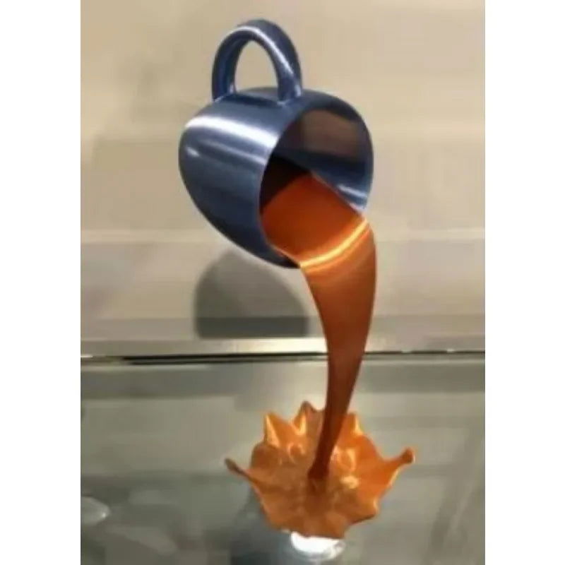 Floating Spilling Coffee Cup Sculpture - LOCKDEALZ