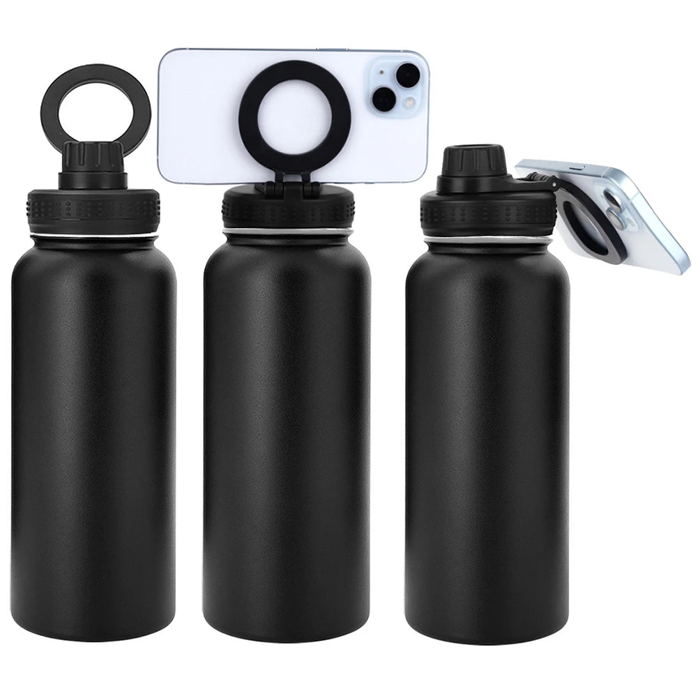 For MagSafe 1000ML Insulated Bottle Water Bottle with Rotating Phone Holder Thermal Water Cup Thermal Mug for Outdoor Sports - LOCKDEALZ