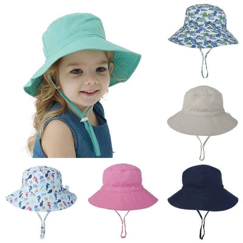 Girls Boys Outdoor Anti UV Beach Cap Summer Baby Sun Hat Kids Bucket Cap - LOCKDEALZ