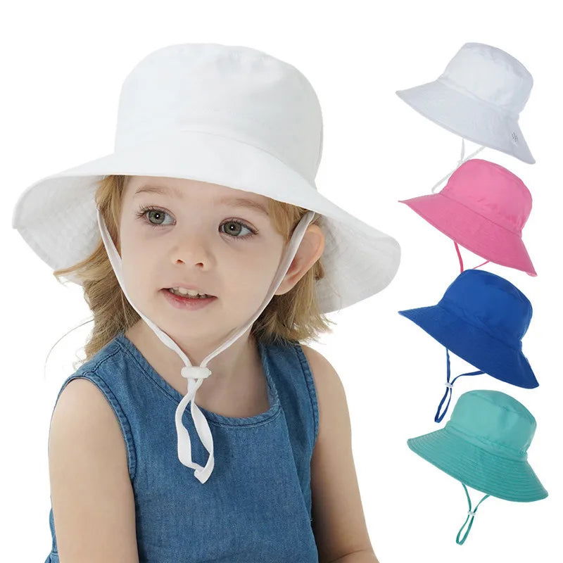 Girls Boys Outdoor Anti UV Beach Cap Summer Baby Sun Hat Kids Bucket Cap - LOCKDEALZ