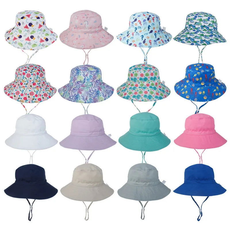 Girls Boys Outdoor Anti UV Beach Cap Summer Baby Sun Hat Kids Bucket Cap - LOCKDEALZ