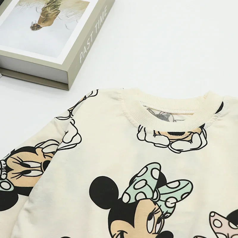 Girls Casual Cartoon Cotton Set Little Girl Cute Toddler Party Clothes Spring Kids Mickey Minnie Mouse Sets Outfits - LOCKDEALZ