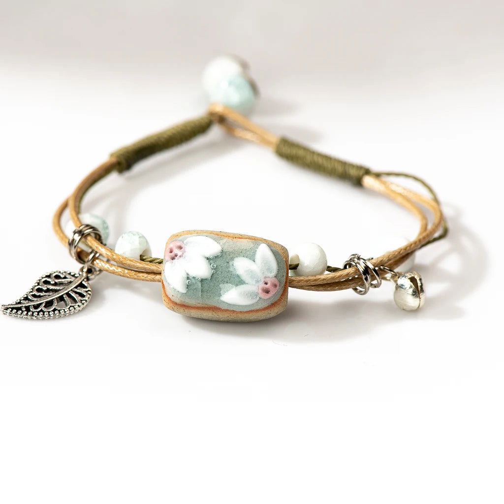 Handmade Ceramic Flower Retro Style Adjustable Size Bracelet Wholesale  Gifts Low Price Items Free Shipping Z632 - LOCKDEALZ