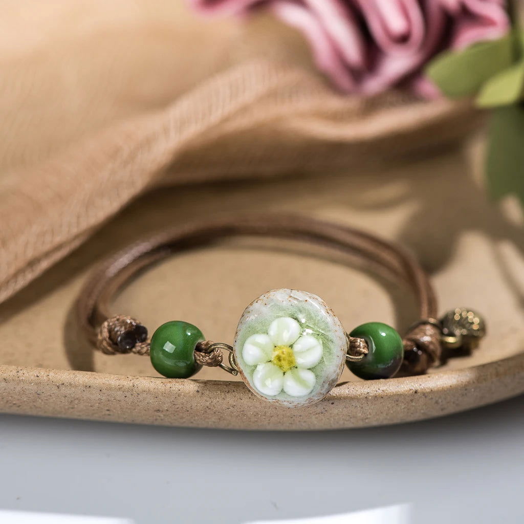Handmade Ceramic Flower Retro Style Adjustable Size Bracelet Wholesale  Gifts Low Price Items Free Shipping Z632 - LOCKDEALZ