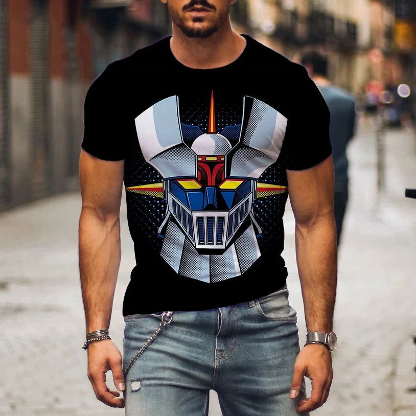 Hot Sale Mazinger Z T Shirt For Men Anime Robot 3D Print Short Sleeve T-shirts Women Fashion Streetwear Harajuku Kids Tops - LOCKDEALZ