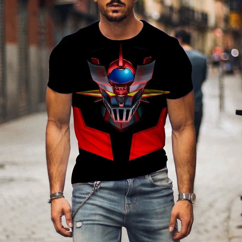 Hot Sale Mazinger Z T Shirt For Men Anime Robot 3D Print Short Sleeve T-shirts Women Fashion Streetwear Harajuku Kids Tops - LOCKDEALZ