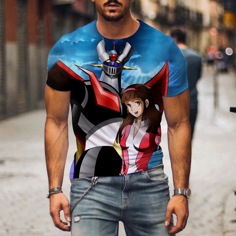 Hot Sale Mazinger Z T Shirt For Men Anime Robot 3D Print Short Sleeve T-shirts Women Fashion Streetwear Harajuku Kids Tops - LOCKDEALZ