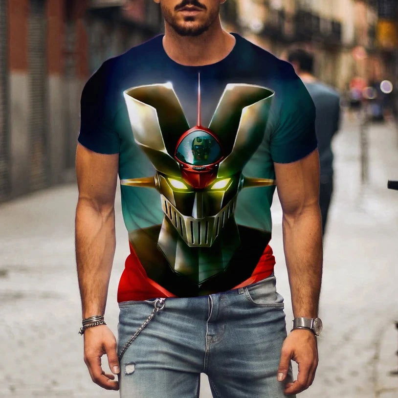 Hot Sale Mazinger Z T Shirt For Men Anime Robot 3D Print Short Sleeve T-shirts Women Fashion Streetwear Harajuku Kids Tops - LOCKDEALZ