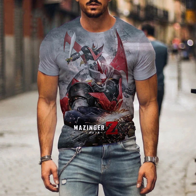 Hot Sale Mazinger Z T Shirt For Men Anime Robot 3D Print Short Sleeve T-shirts Women Fashion Streetwear Harajuku Kids Tops - LOCKDEALZ