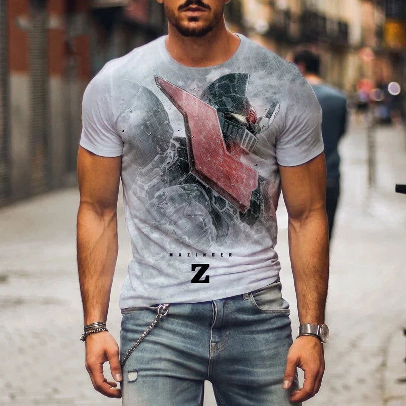 Hot Sale Mazinger Z T Shirt For Men Anime Robot 3D Print Short Sleeve T-shirts Women Fashion Streetwear Harajuku Kids Tops - LOCKDEALZ