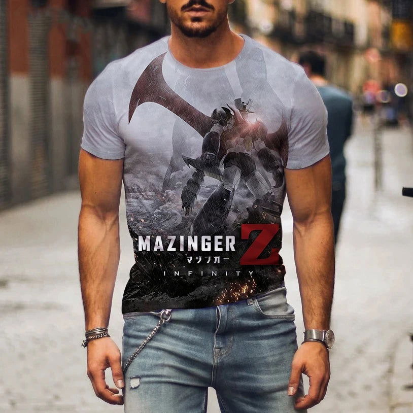 Hot Sale Mazinger Z T Shirt For Men Anime Robot 3D Print Short Sleeve T-shirts Women Fashion Streetwear Harajuku Kids Tops - LOCKDEALZ