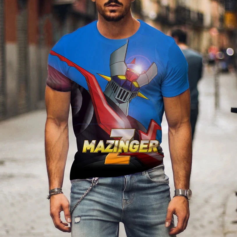 Hot Sale Mazinger Z T Shirt For Men Anime Robot 3D Print Short Sleeve T-shirts Women Fashion Streetwear Harajuku Kids Tops - LOCKDEALZ