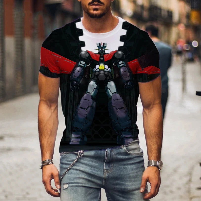 Hot Sale Mazinger Z T Shirt For Men Anime Robot 3D Print Short Sleeve T-shirts Women Fashion Streetwear Harajuku Kids Tops - LOCKDEALZ