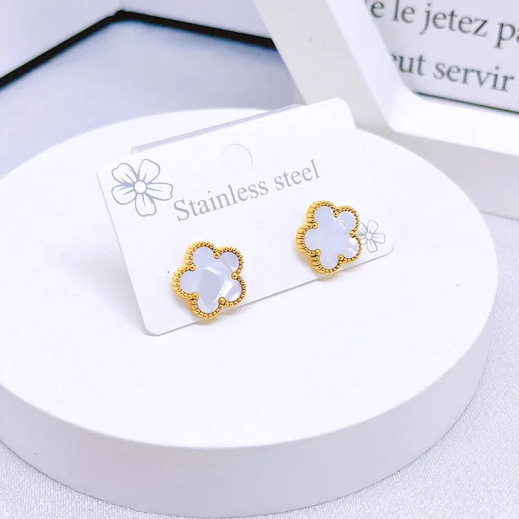 Hot Selling Plum Blossom Plant Five Leaf Flower Jewelry Set Bracelet Necklace Earrings Women Stainless Steel High Quality Clover - LOCKDEALZ