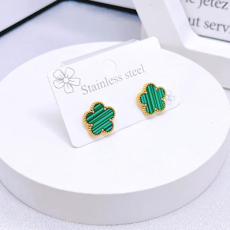 Hot Selling Plum Blossom Plant Five Leaf Flower Jewelry Set Bracelet Necklace Earrings Women Stainless Steel High Quality Clover - LOCKDEALZ