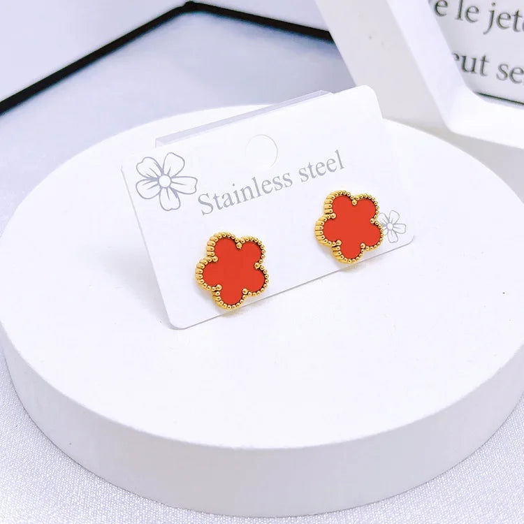 Hot Selling Plum Blossom Plant Five Leaf Flower Jewelry Set Bracelet Necklace Earrings Women Stainless Steel High Quality Clover - LOCKDEALZ