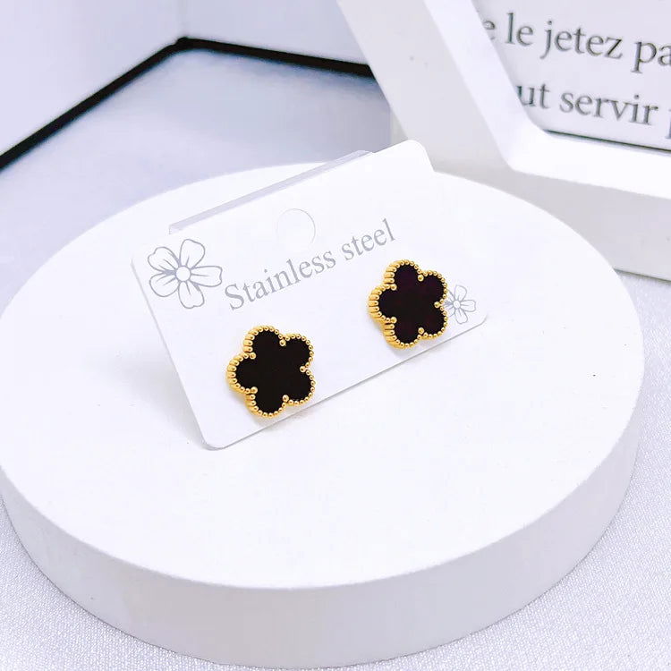 Hot Selling Plum Blossom Plant Five Leaf Flower Jewelry Set Bracelet Necklace Earrings Women Stainless Steel High Quality Clover - LOCKDEALZ