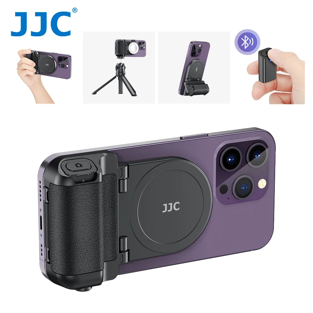 JJC Magnetic Snapgrip Phone Hand Grip Magsafe Handheld Bluetooth Remote Control Handle Shutter Phone Tripod Mount for Vlog - LOCKDEALZ