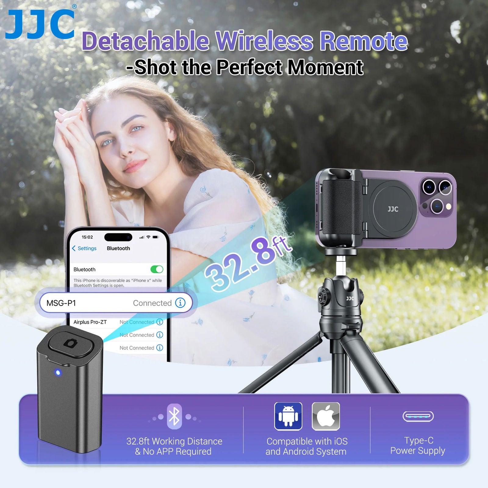 JJC Magnetic Snapgrip Phone Hand Grip Magsafe Handheld Bluetooth Remote Control Handle Shutter Phone Tripod Mount for Vlog - LOCKDEALZ